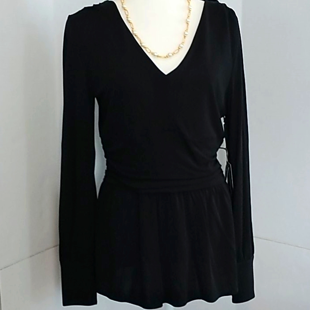 WORTH New York, Black Jersey Kylie V Neck Blouse Sz 8